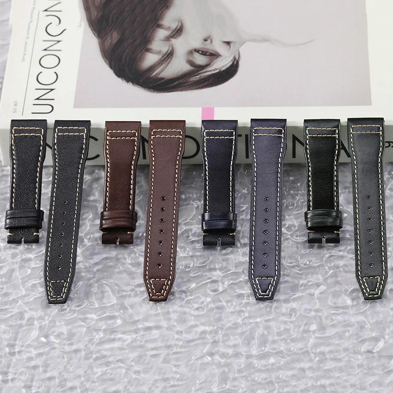 20mm 21mm Ltalian Leather Watch Band For IWC Pilot Mark 18 Spitfire Quick Release Calfskin Watch Strap Men bracelet Replacement
