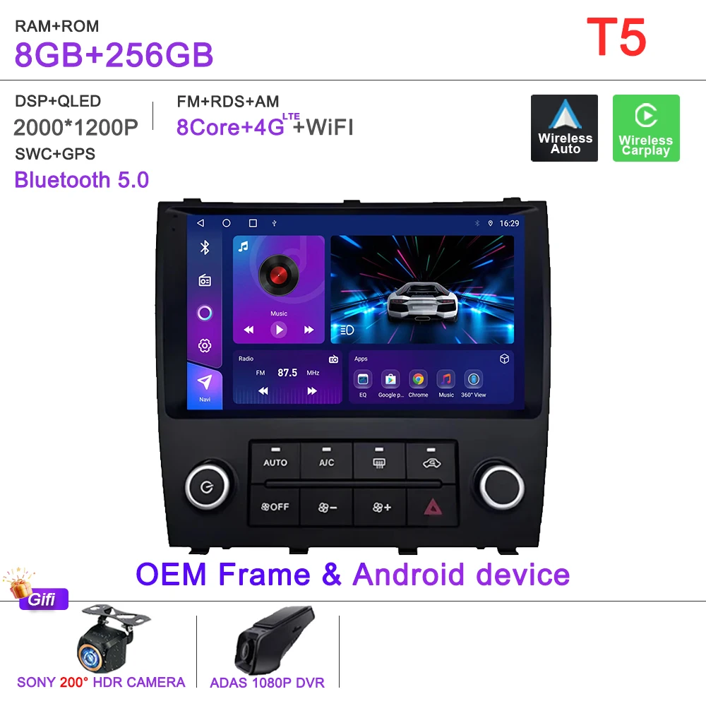 Android 16 Carplay Auto Voor Lexus IS200 XE10 1999-2005 Autoradio Multimedia Video Player Navigatie GPS DVD Touch screen WiFi