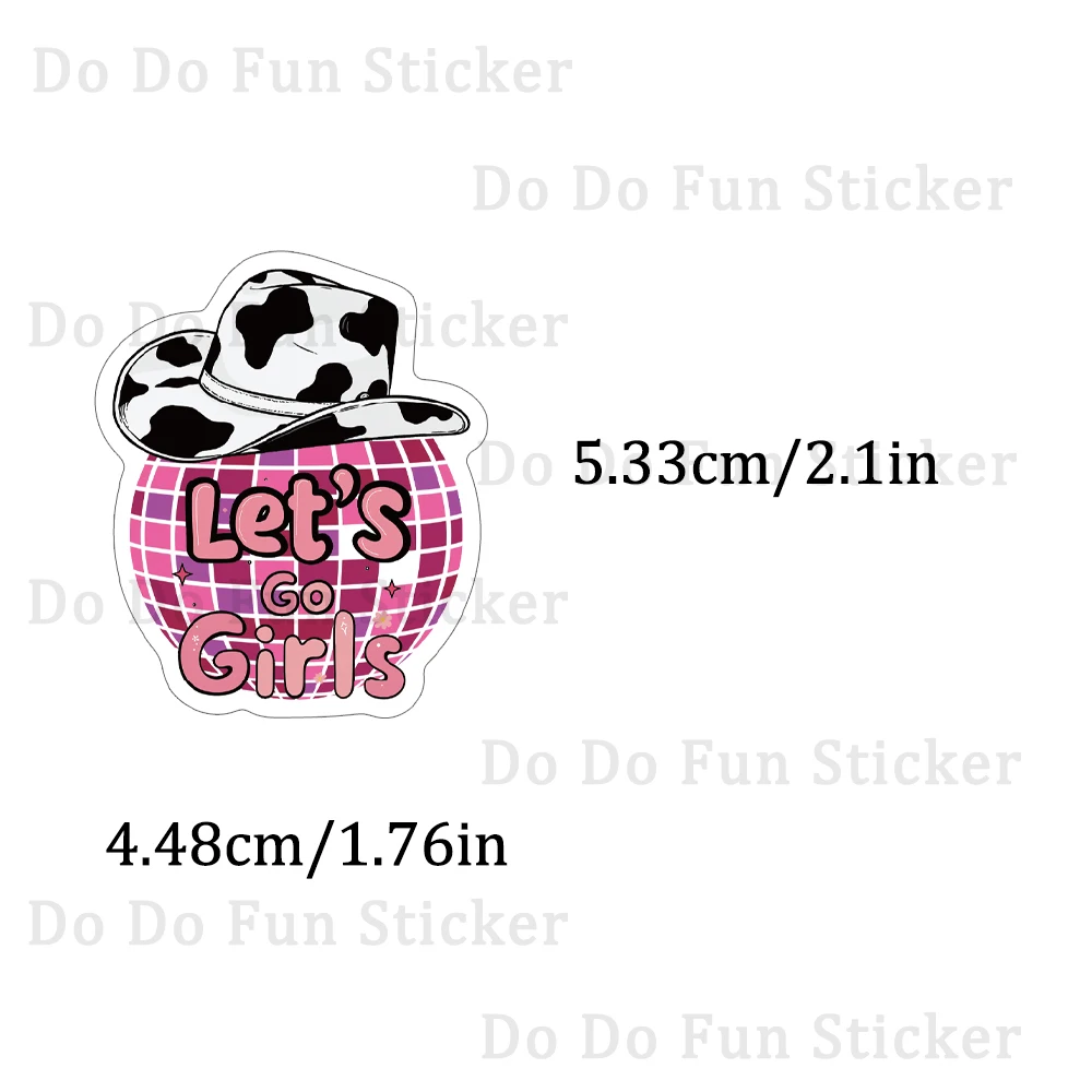 50 Uds. De pegatinas de vaquera de discoteca rosa modernas a la moda de dibujos animados, botas artísticas impermeables de PVC, lámpara, bola, sombrero de vaquero, libro creativo DIY para ordenador portátil