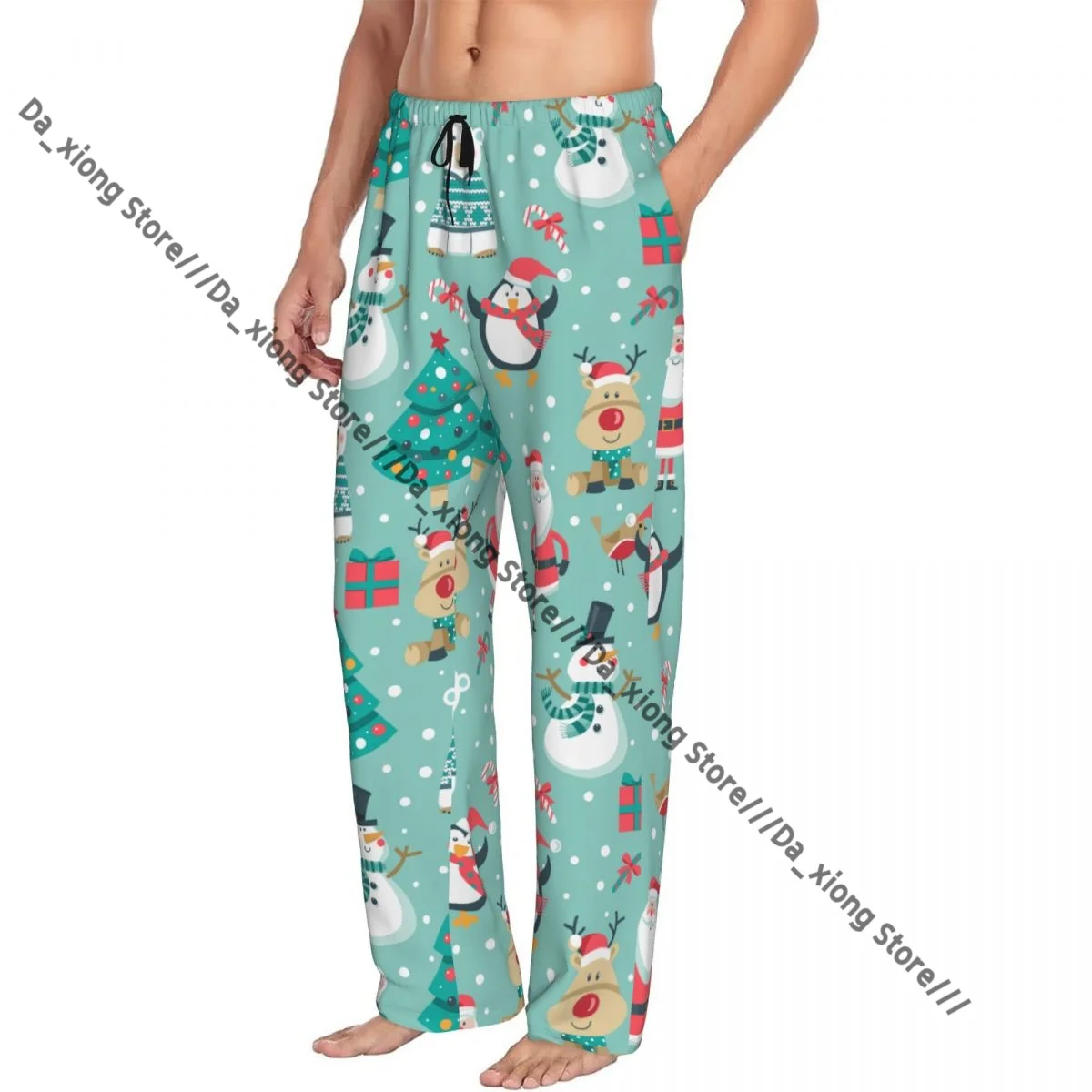 

Men Sleep Bottoms Male Lounge Trousers Men's Christmas Cute Illustration Pajama Pants
