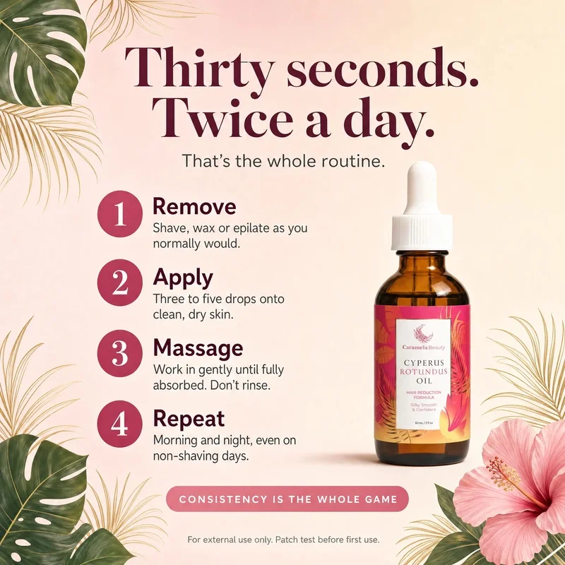 Caramela Beauty Cyperus Rotundus Oil 60ml Gentle Hair Inhibitor Oil, Moisturizing Body Massage Oil for Sensitive Skin