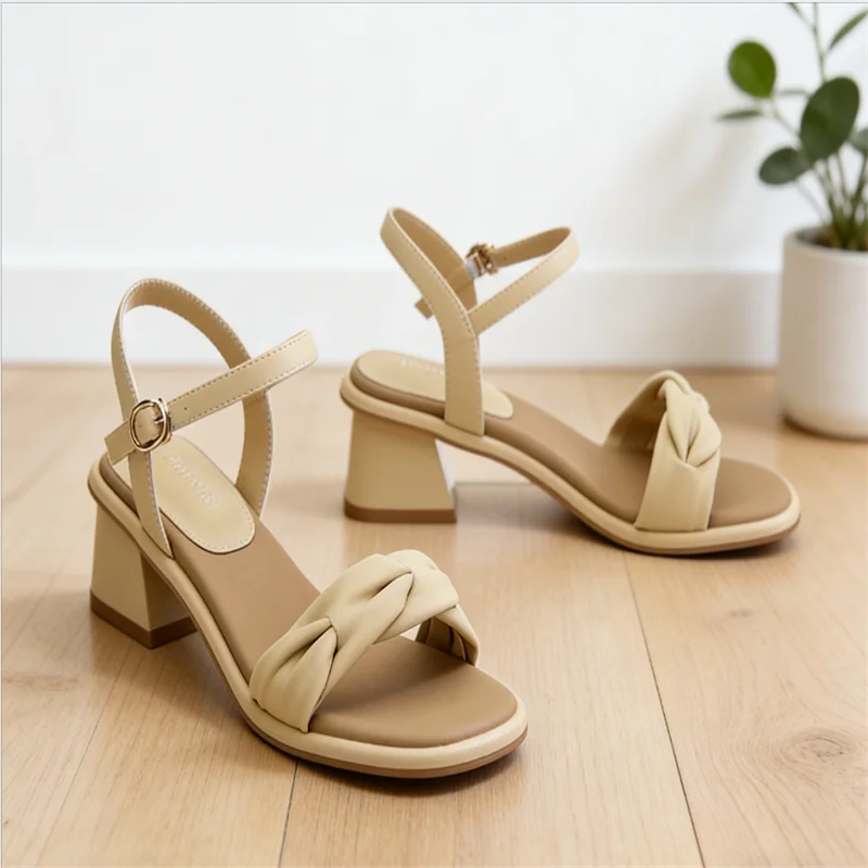 Picture 6: 2026 Summer New French Style Thick Heel Sandals for Women, Elegant Open Toe Fairy Style Shoes Perfect for Dresses