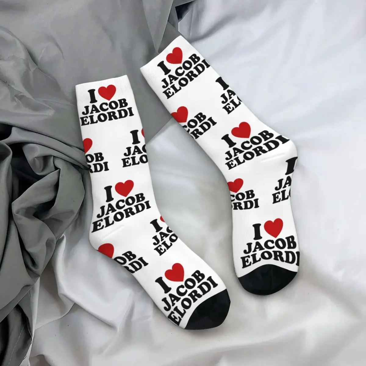 Casual Retro Men's Women's I Love Jacob Elordi Socks Breathable Novelty Street Style Crazy Basketball Socks