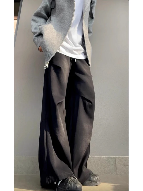 

Мужские повседневные спортивные брюки Waed Folded Wide Leg Knife: свободные прямые брюки-парашюты в американском стиле