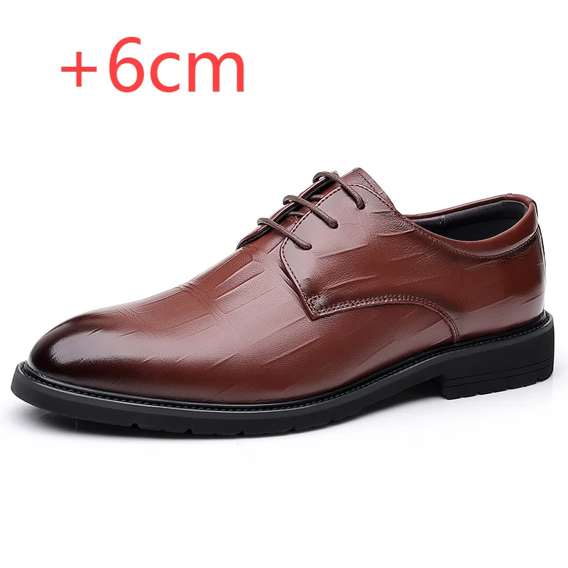 Elevator Shoes Men Height Increase 6cm Business Dress Leather Shoes Men Wedding Shoes Inner Height 6cm Invisible Heigh Shoes