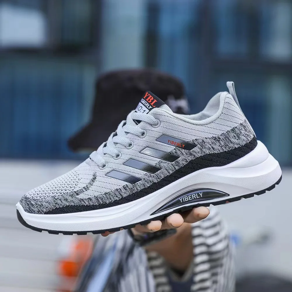 Men's Fashionable Sporty Casual Shoes Spring Autumn New Style Running Shoes Breathable Mesh Upper Thick Bottom PVC Outsole