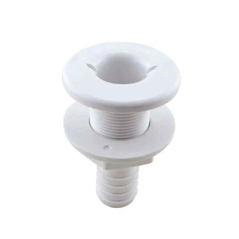 Marine Boat ABS Plastic Thru Hull Fitting Connector For 5/8, 3/4, 1 Inch Hose Boat Drain Bilge Pump Plumbing Fittings