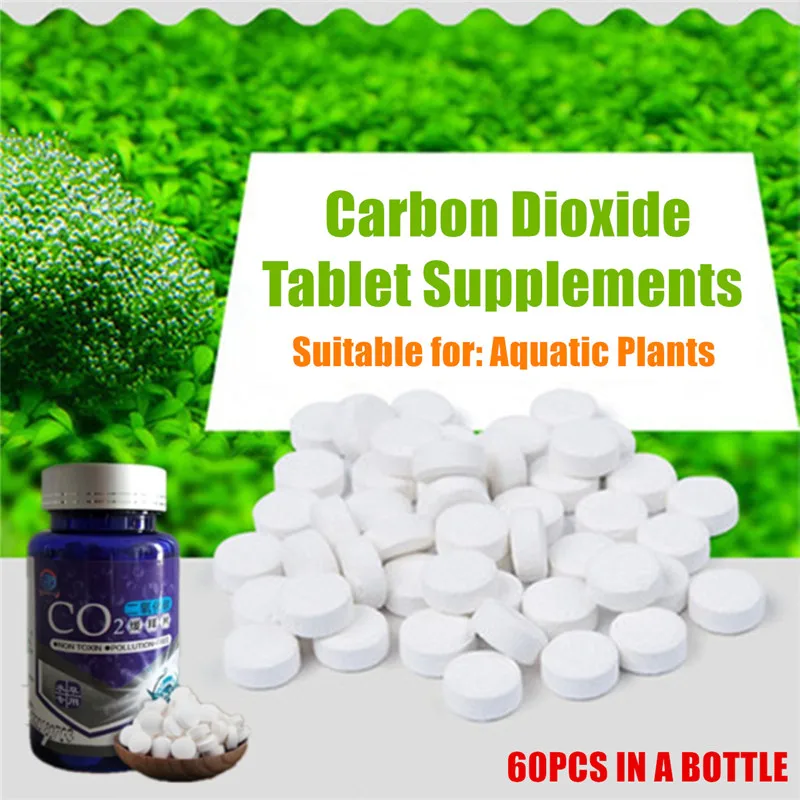 60pcs CO2 Tablet Water Grass Aquarium Plants Aquatic Leaf Float Grass CO2 Carbon Dioxide Slice Diffuser Producer For Fish Tank
