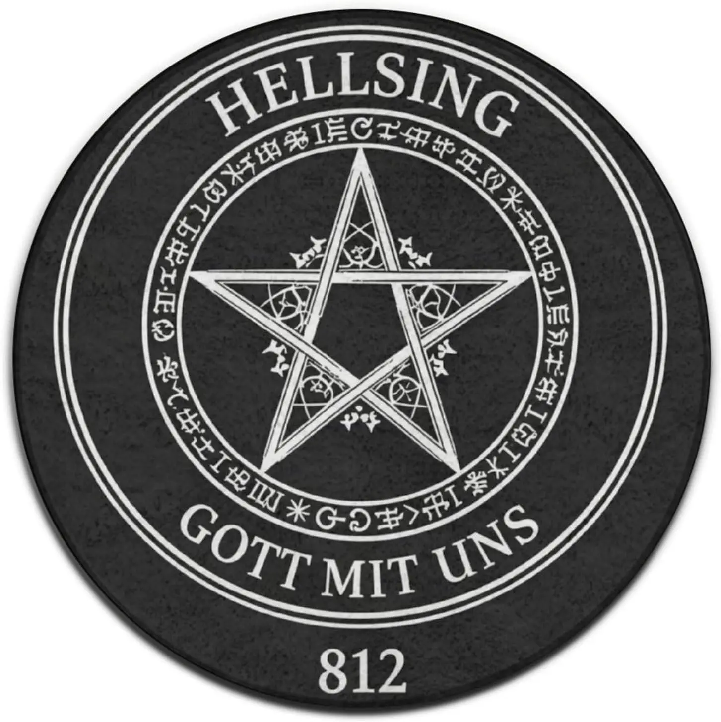 Gothic Hellsing Band Merch Round Sponge Coaster Mat for Bathroom Rock Decor Alt Style Table Trivet Pentagram Logo Gift Cushion
