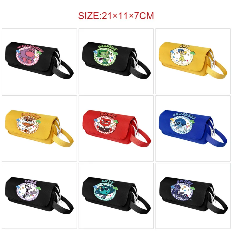 Disney Inside Out 2 Pencil Bag Case Anime Joy Sadness Anger Double-Layer Multifunctional Pen Case Students Stationery Supplies