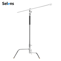 Selens Quick Release C-Stand with Sliding Legs Adjustable Stainless Steel Stand & Grip Arm & Grip Head for Photography Studio