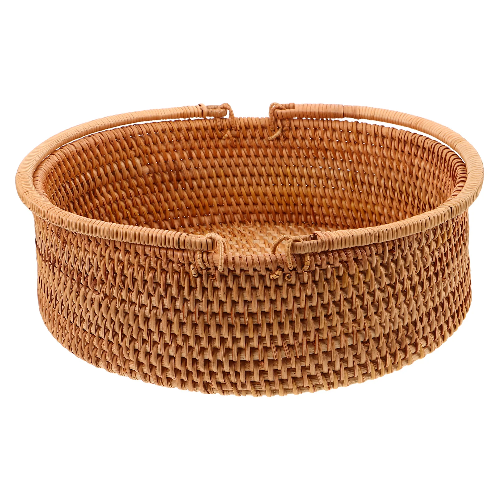 

Hand Woven Rattan Basket Large: Woven Fruit Storage Basket For Kitchen Vegetable Organizer, Picnic Snacks Carrier, Decorative