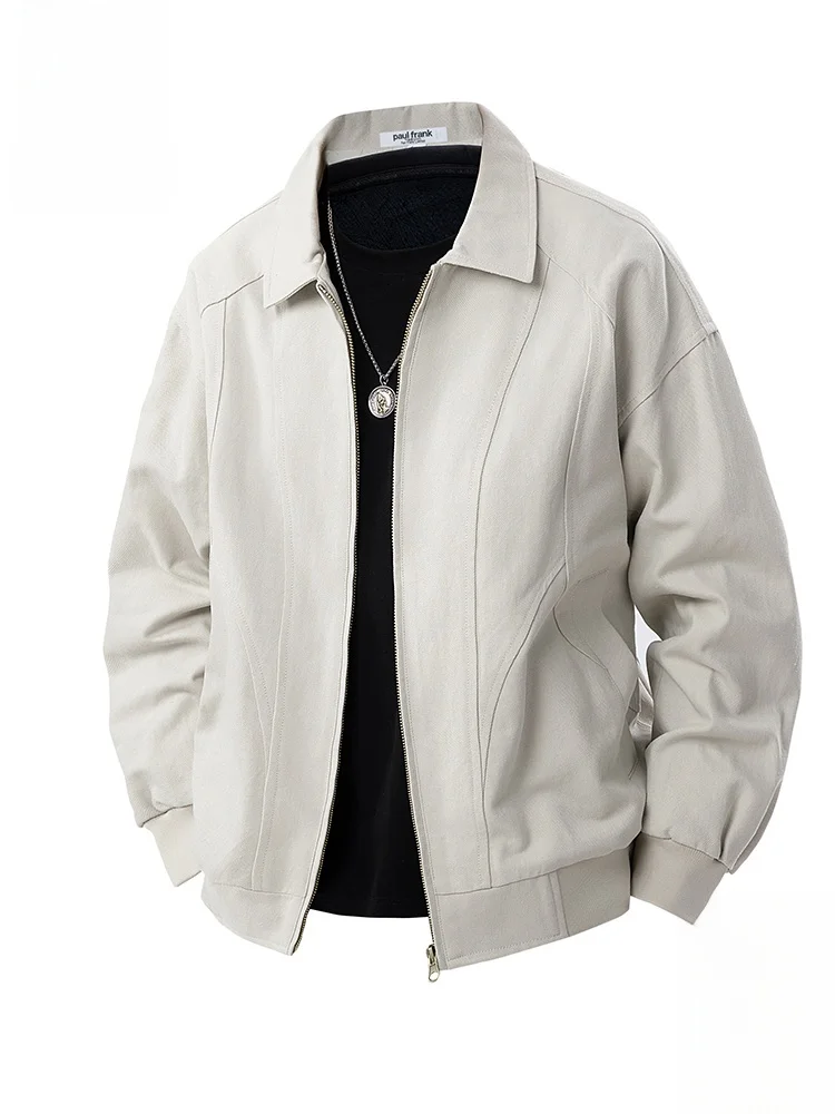 

Мужская повседневная рабочая куртка свободного кроя с воротником-стойкой, на молнии, с длинными рукавами, из хлопка, для весны и осени