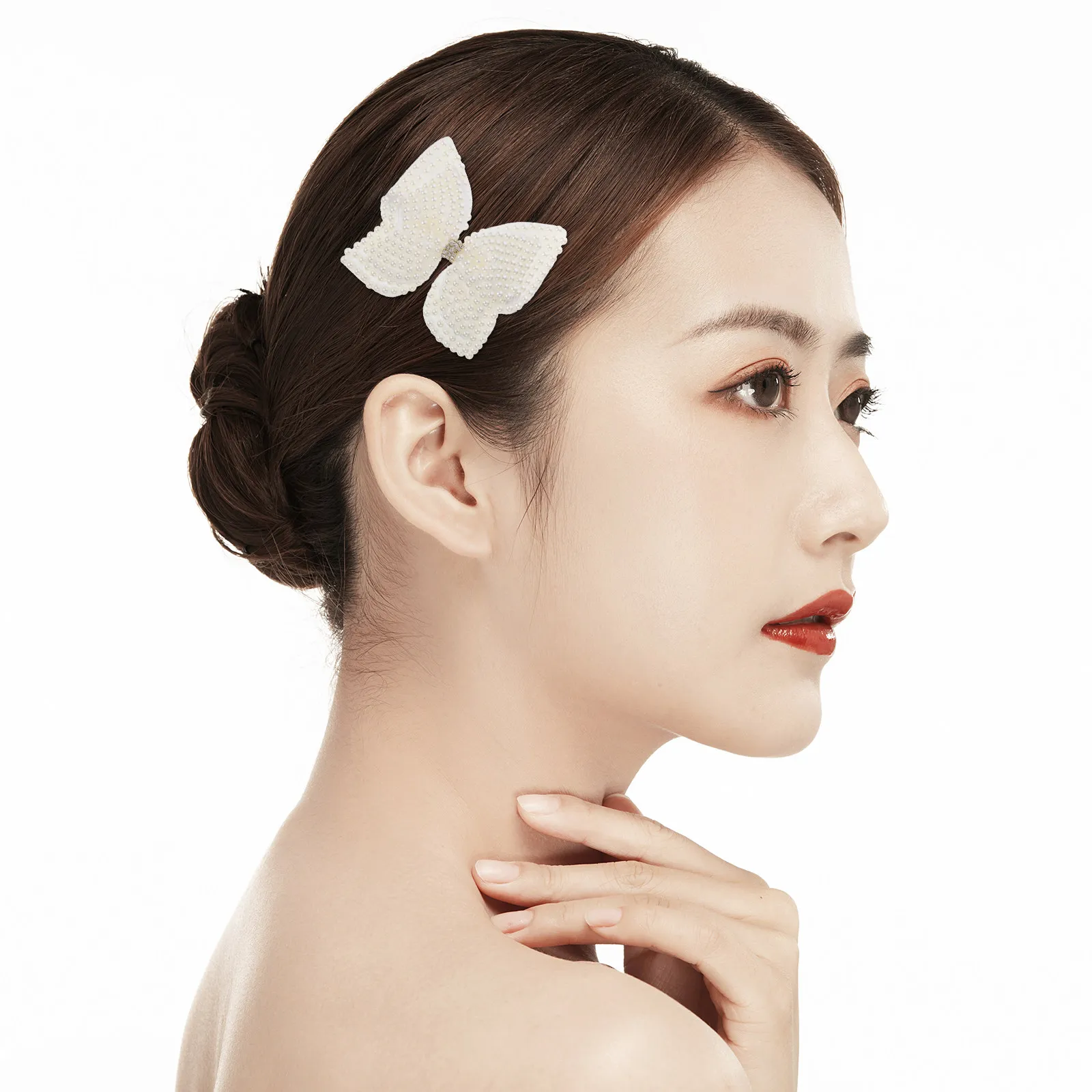 

4Pcs Pearl Butterfly Hair Clips Elegant Rhinestone Hair Bows Lightweight Alligator Barrettes for Women Daily Party Dates