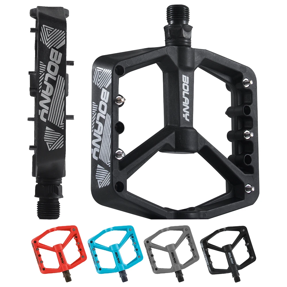 BOLANY Anti-slip Nylon Bicycle Pedals with Bearing 10 Pegs Ultralight MTB Road Bike lubrication Pedal Bicycle Accessories