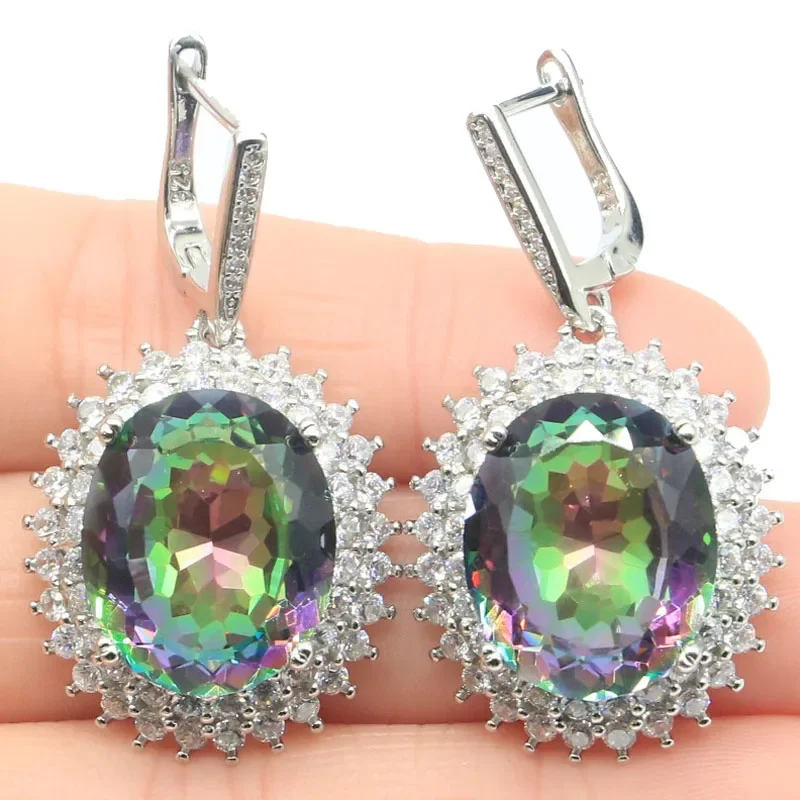 15g Customized 925 SOLID STERLING SILVER Earrings Violet Topaz Mystical Topaz Blood Ruby Emerald Tanzanite Rhodolite Garnet CZ