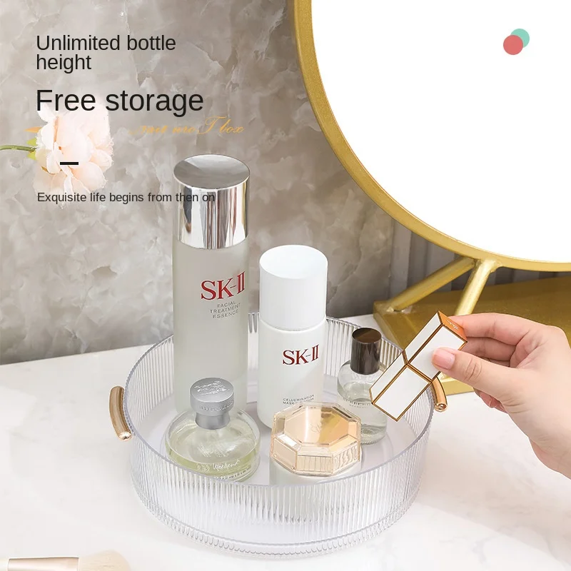 Rotating Plastic Storage Tray Cosmetic Storage Box Makeup Organizer Storage Baskets Kitchen Organizer Serving Tray360 Degree