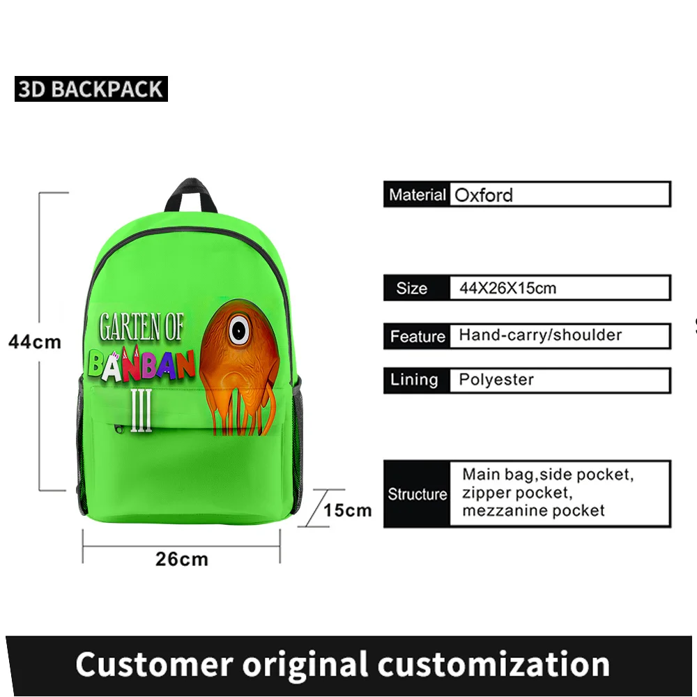 Garten Van Banban Merch Y 2K Nieuwe Schooltas Unisex Rugzak Volwassen Kids Tassen Casual Stijl Rugzak Harajuku Dagrugzak Tassen