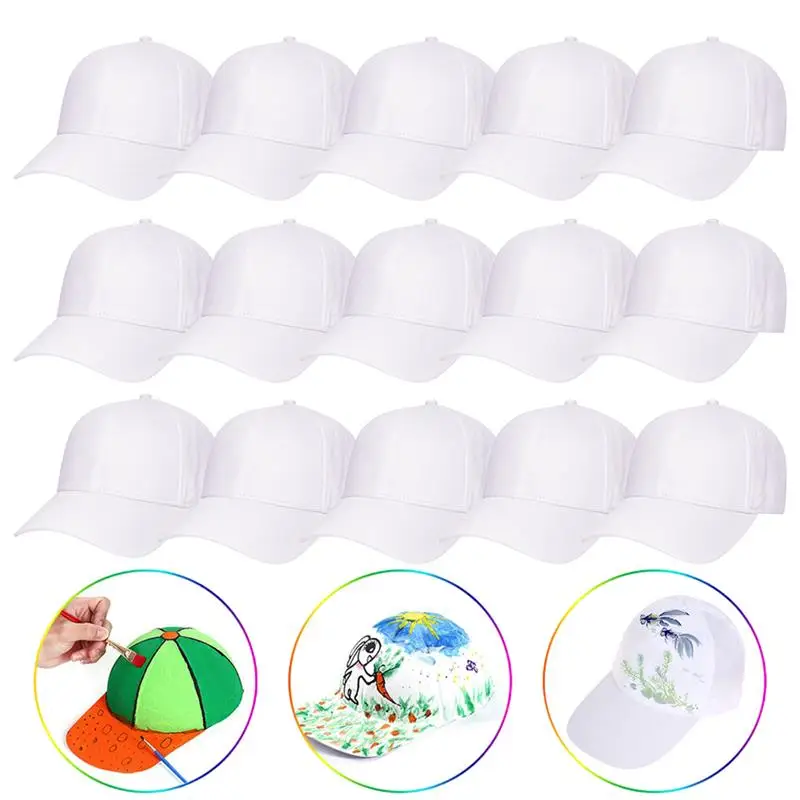 17Pcs/Set Baseball Cap Creative DIY Graffiti Running Cap Baseball Hat For Children Graffiti Printing Baseball Cap Outdoor Hats