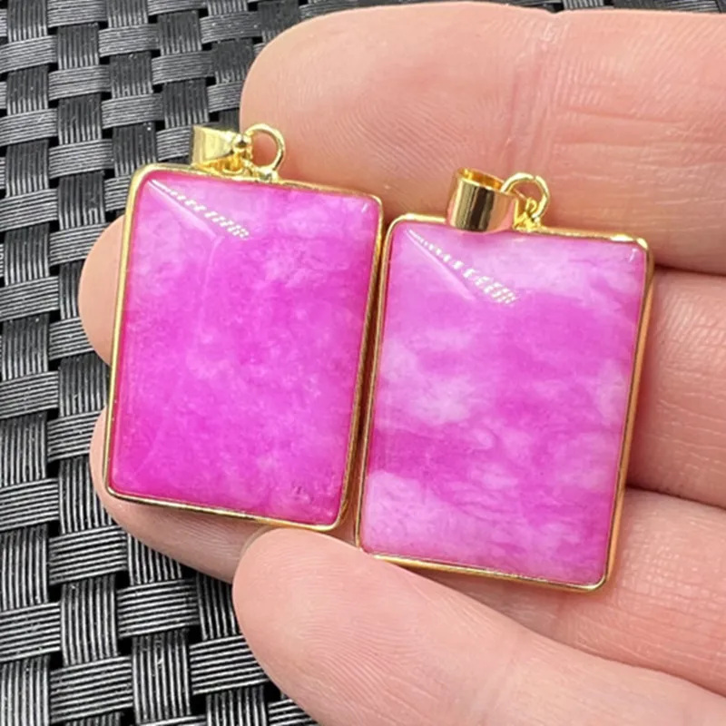 Peach Blossom Jade Square Blank Plates Jade Pendant Pink Lucky Pendant Pendant Imitation Sugilite Necklace Jade Pendant Jade Pen