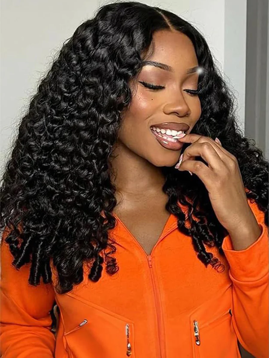 

Black Natural Color Human Hair Wigs 1B Burmese Curly 200% High Density 40 Inches Long-length 7x6 13x6 13x4 HD Transparent Lace Frontal Wig Pre Plucked Brazilian Hair For Women