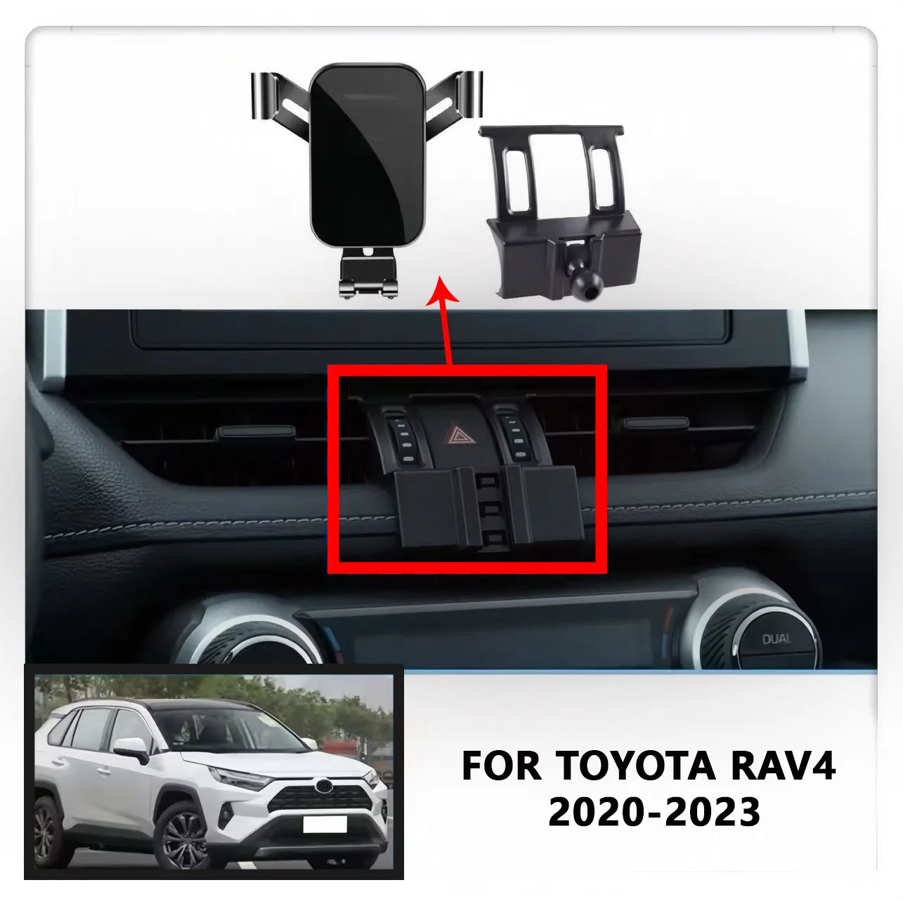 

Car Phone Holder FOR TOYOTA RAV4 2020 2021 2022 2023 Car Styling Bracket GPS Stand Rotatable Support Mobile Accessories