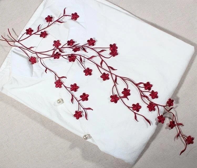 1 Stück Spitze Patch DIY Gold Silber Pflaumen blüte Stickerei Blumen applikation Stoff Aufkleber Kleidung Hochzeits dekoration ironisch – Detail 22