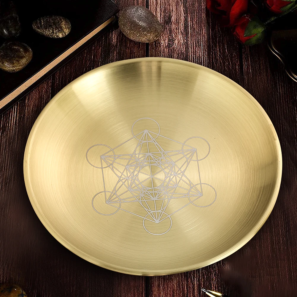 1PC 14CM Hexagram Constellation Copper Platter Home Decoration Accessories Yoga Meditation Witchcraft Fantasy Prop Crystal Plate