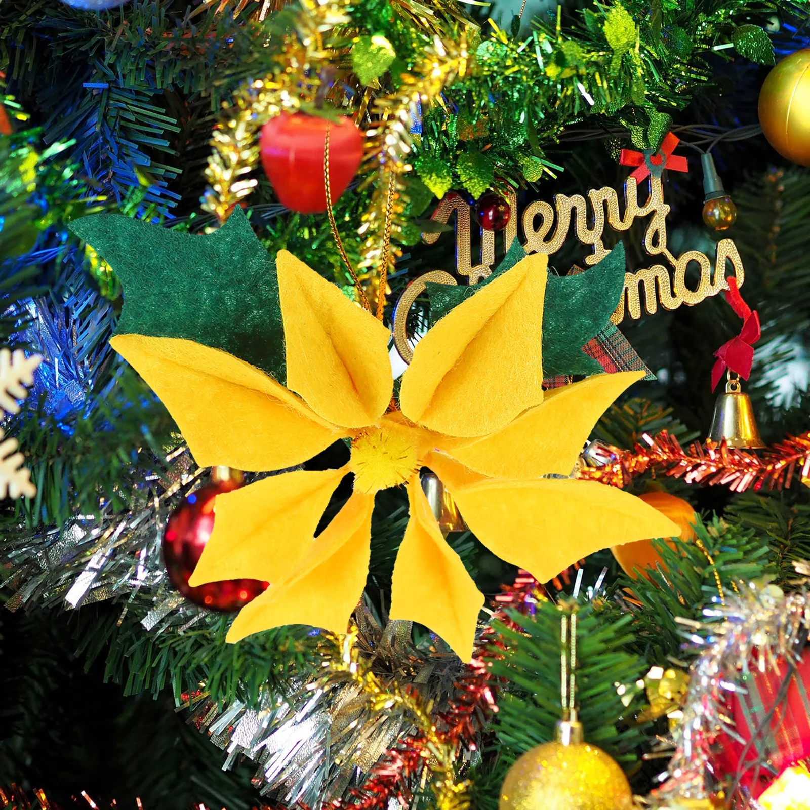 

10 Pcs Glitter Christmas Flower Silk Centerpieces Decor Decoration Artificial Flowers