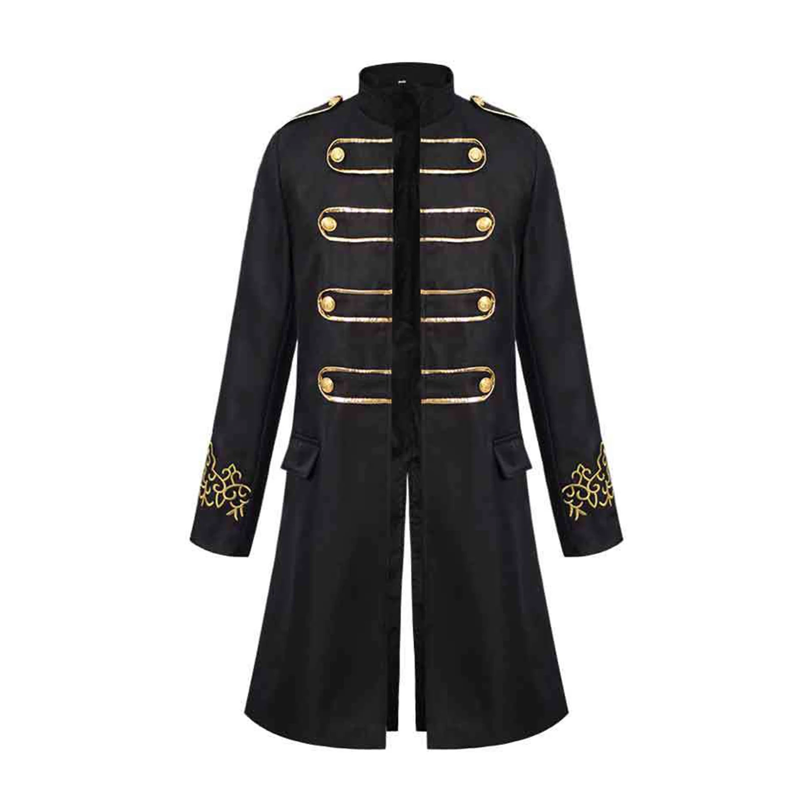 

Men Gothic Steampunk Coat Medieval Prince Jacket Long Sleeve Open Front Tailcoat Long Jackets for Halloween Medieval Cosplay