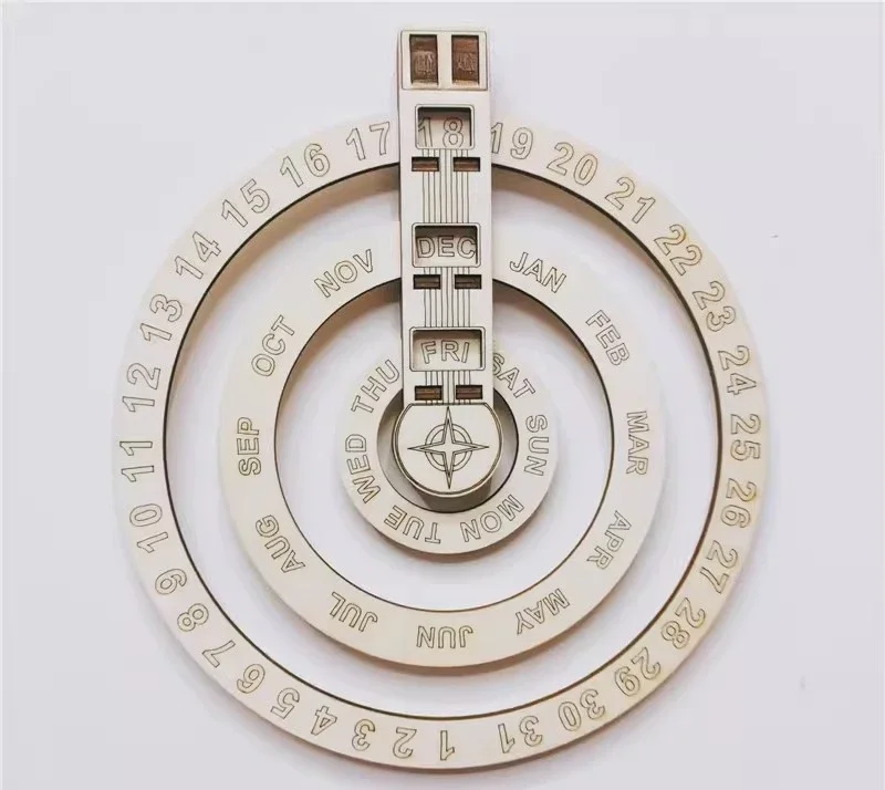 Wooden wall calendar Round rotating calendar Wall decoration Perpetual table