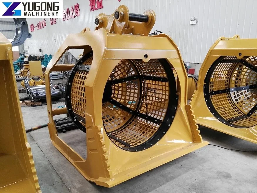 YG Excavator Bucket Sieve Bucket Screening Bucket for Excavator Attachments Rotating Sieving Bucket with Mesh Screen