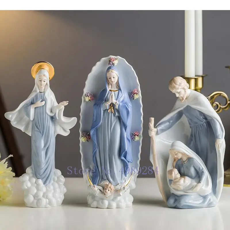 Ceramic Ornaments Figure Decoration Figurine Christianity Madonna Statue Religious Articles Human Body Sculpture Crafts