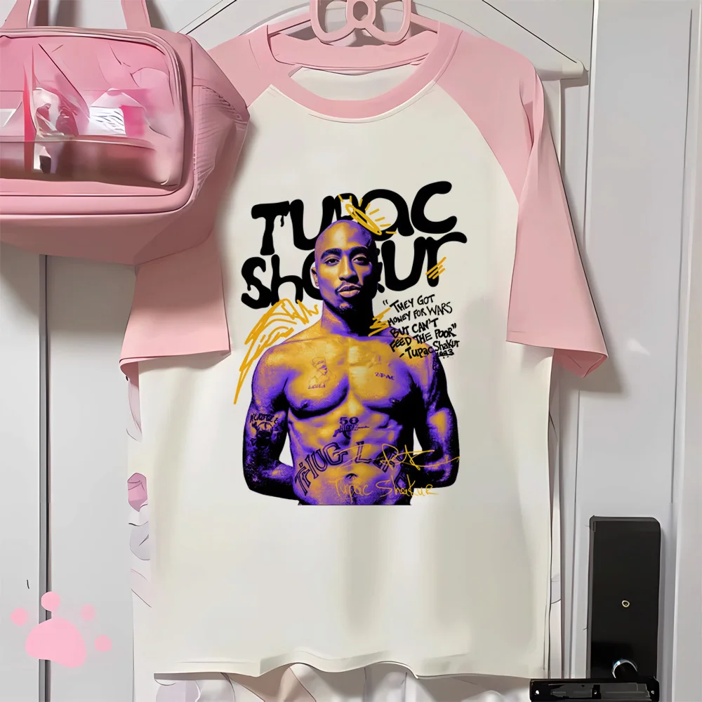 Tupac t-shirt female Trendy Grunge Comfortable Breathable top tees Psychedelic Trendy graphic Vintage streetwear Retro