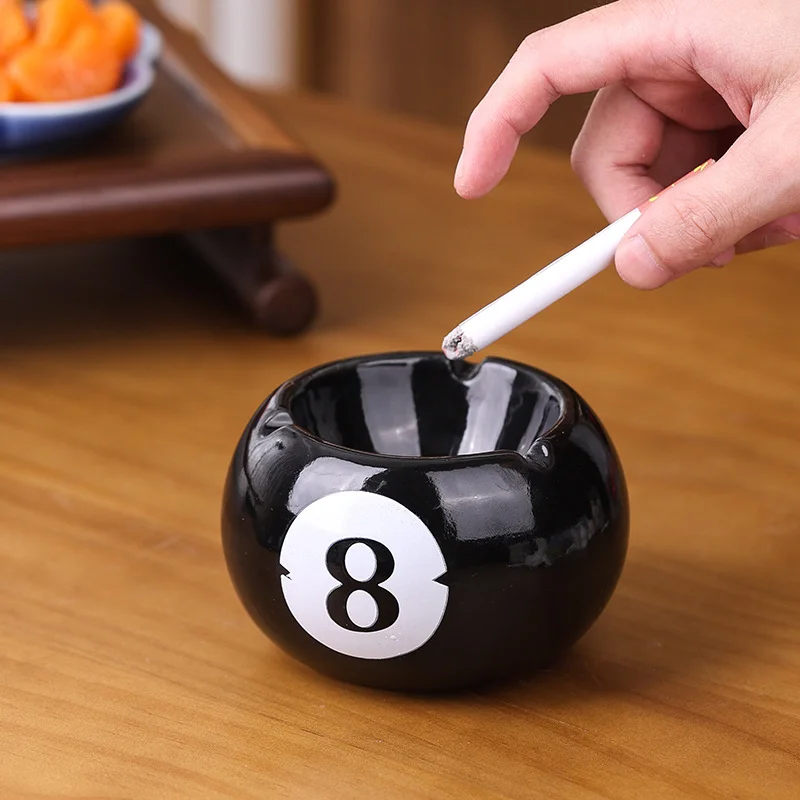 

Креативная пепельница с черным шаром, керамическая пепельница для бильярда, милый эстетический поднос для сигарет для внутреннего бара, офиса, дома, аксессуар для курения