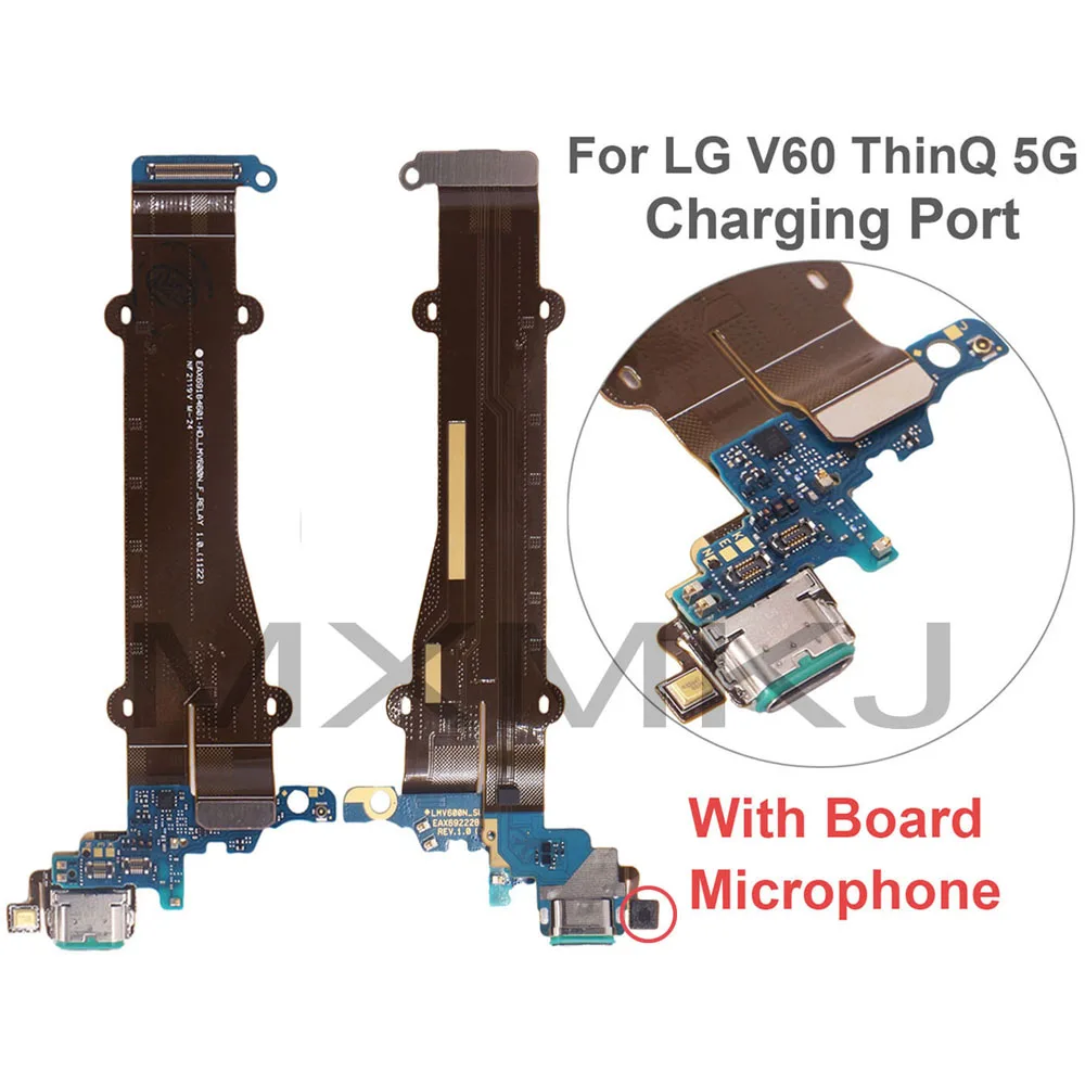 USB Charger Charging Port Board Flex Cable Mic For LG V60 ThinQ 5G V600TM V600AM Charging Connector Flex Cable Replacement Parts