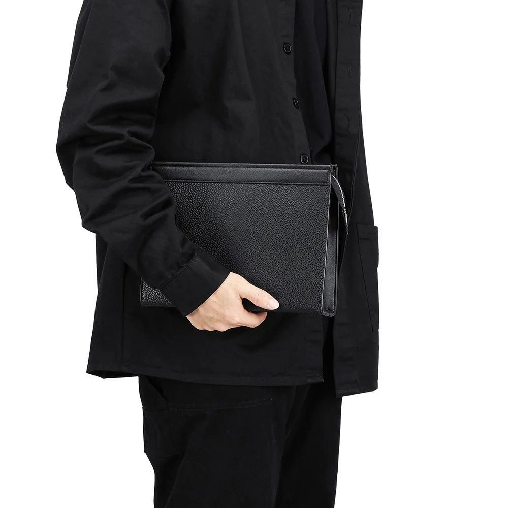 Bolsos de mano de cuero PU negro para hombre, carteras, bolso tipo sobre, bolso de negocios para hombre, bolsos de mano para teléfono, bolsos de diseñador para hombre, bolsos de pulsera