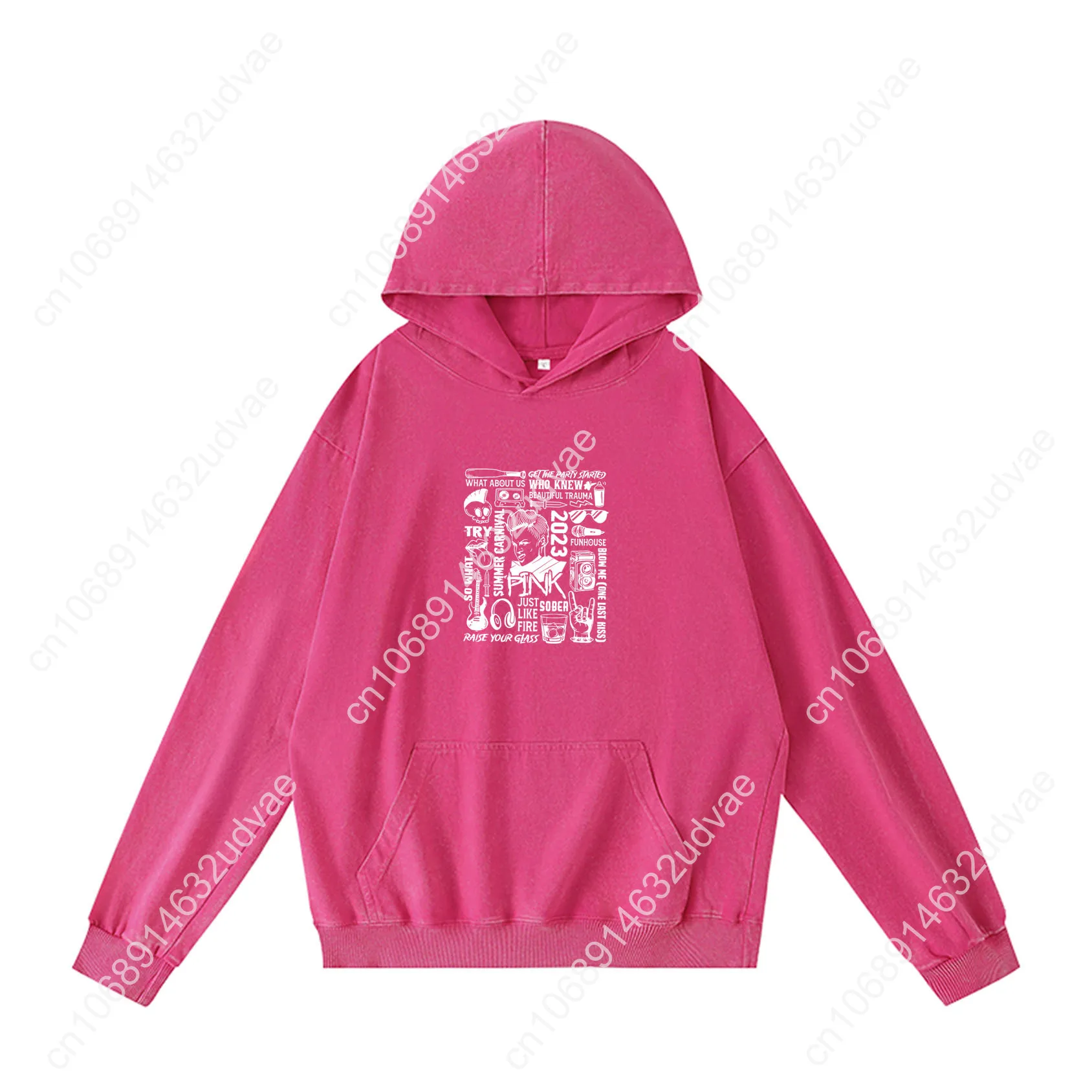Roze Hoodies Retro Sweatshirt met capuchon Man Vrouw Tiener Vintage Pullover Sweatshirt met zak Oversized op maat gemaakte tops