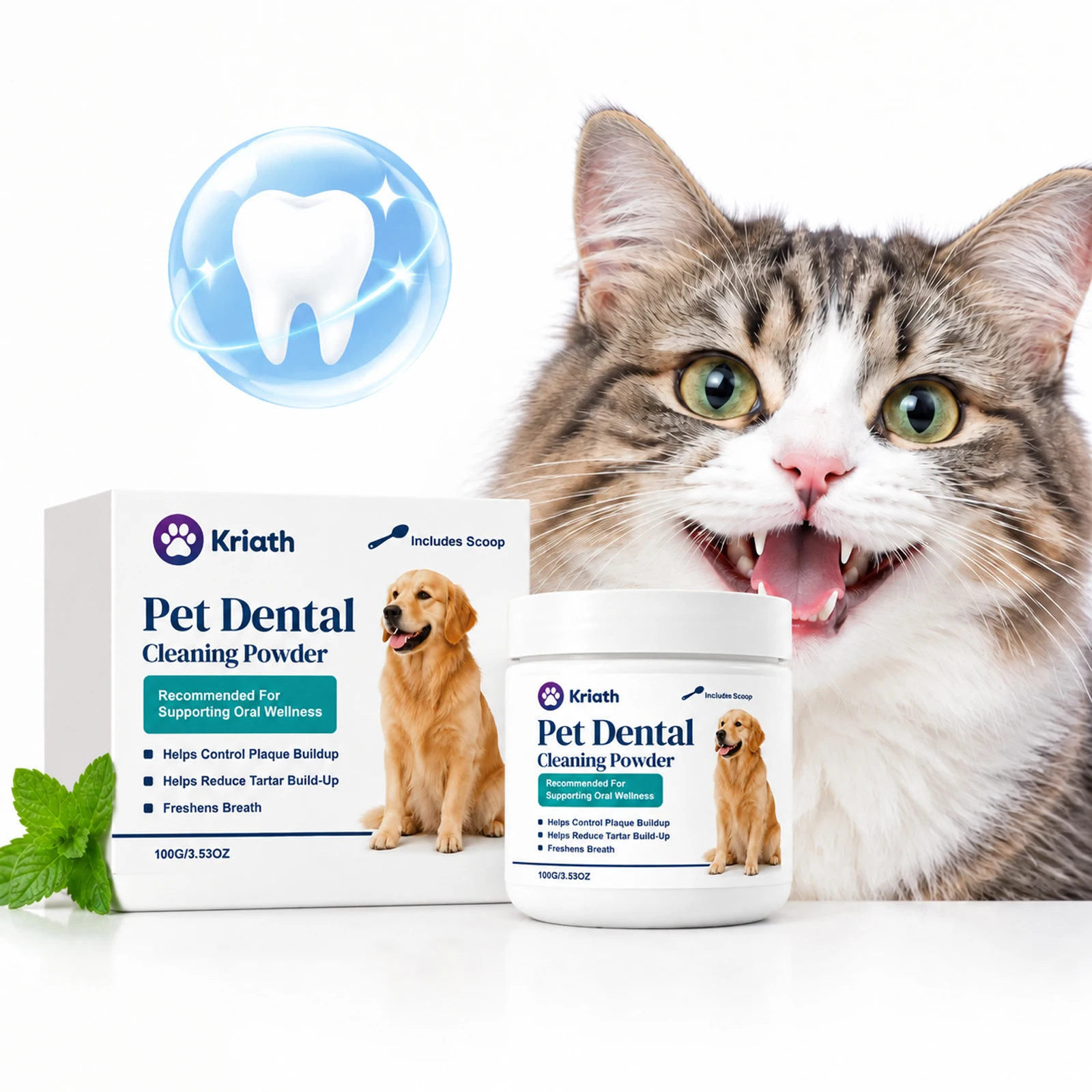 Pet Dental Cleaning Powder Cat Dog Breath Freshener Clean Teeth Plaque Reduce Tooth Stains Pet Teeth Oral Care Supplies