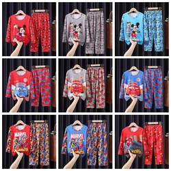 Baby Boy Pajamas Set Cartoon Mickey Marvel Spiderman Kids Girl Long Sleeve Home Sleepwear Spring Autumn Children Nightgown Suit