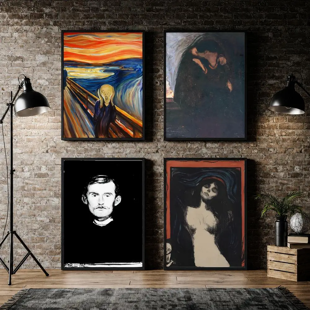 Edvard Munch The Scream Modern Art Poster Pvc HD Peel and Stick Modern poster Home Office Living Room Dining Room Wall Decor