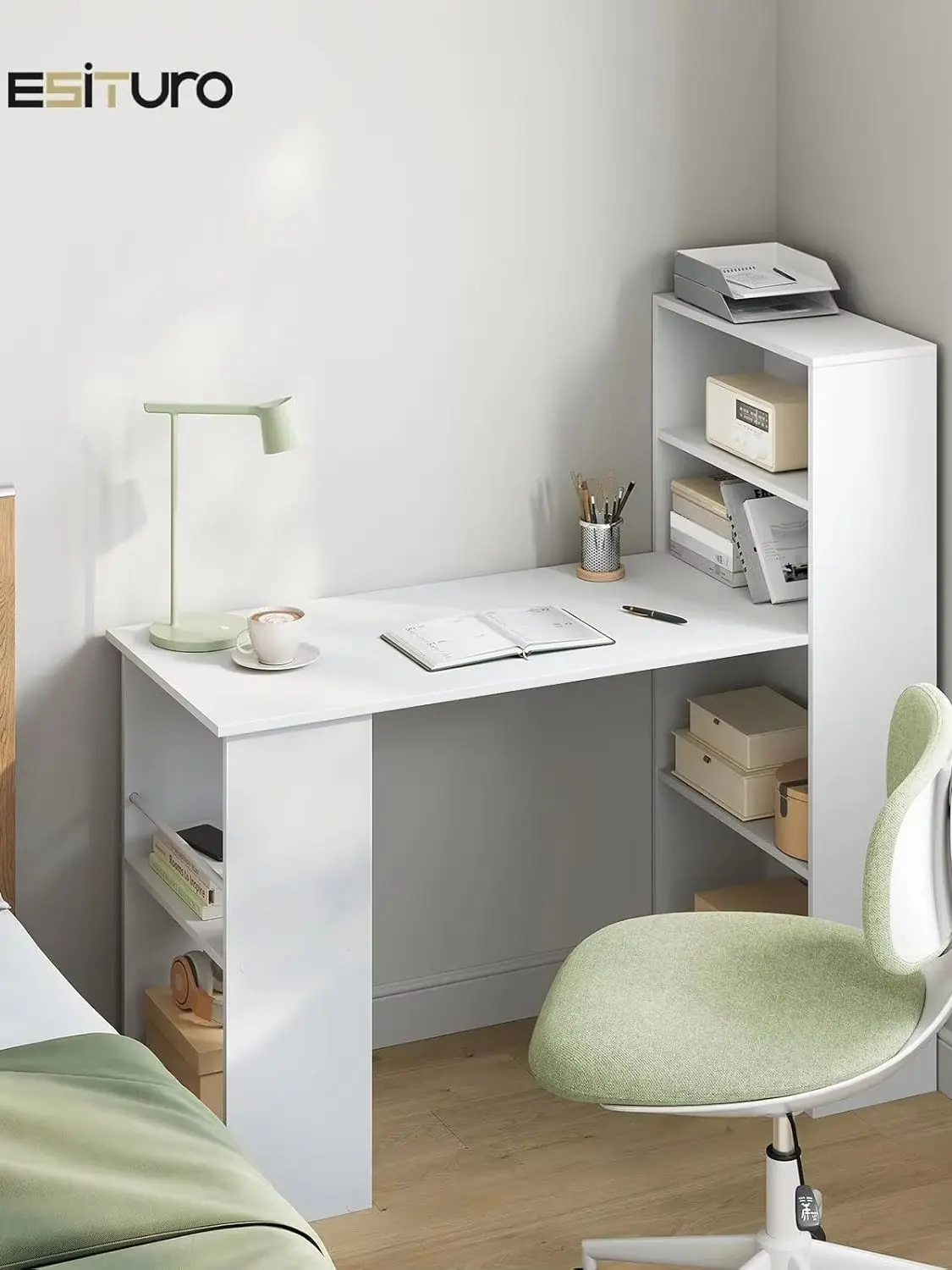 EUGAD 122 x 120 x 55 cm Computer-Büroschreibtisch, moderner Eck-Schreibtisch mit Ablageflächen für das Wohnzimmer, das Heimbüro