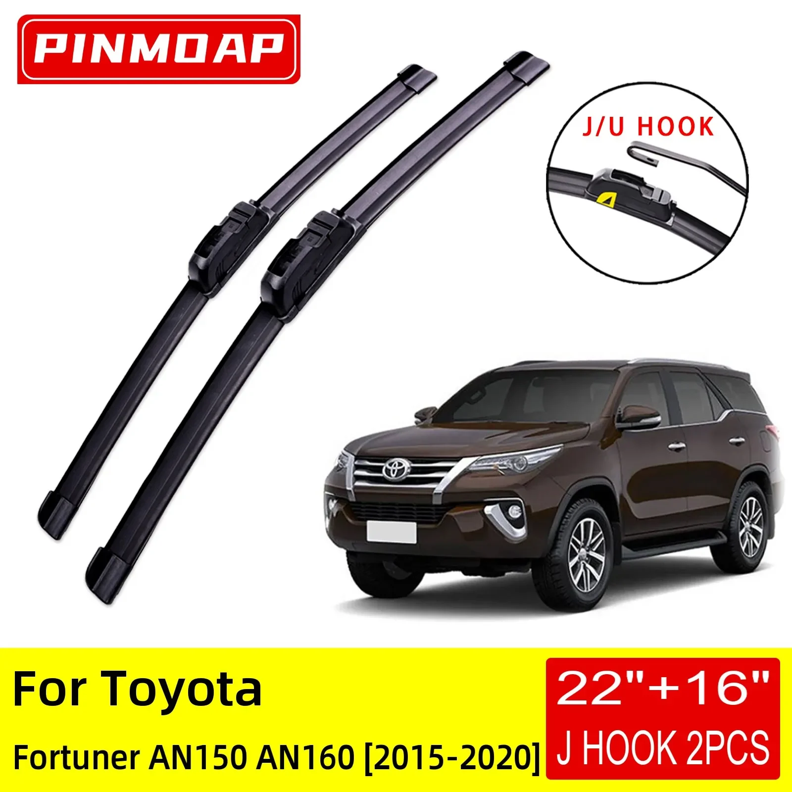 

For Toyota Fortuner AN150 AN160 2015 2016 2017 2018 2019 2020 Front Wiper Blades Brushes Cutter Accessories U J Hook