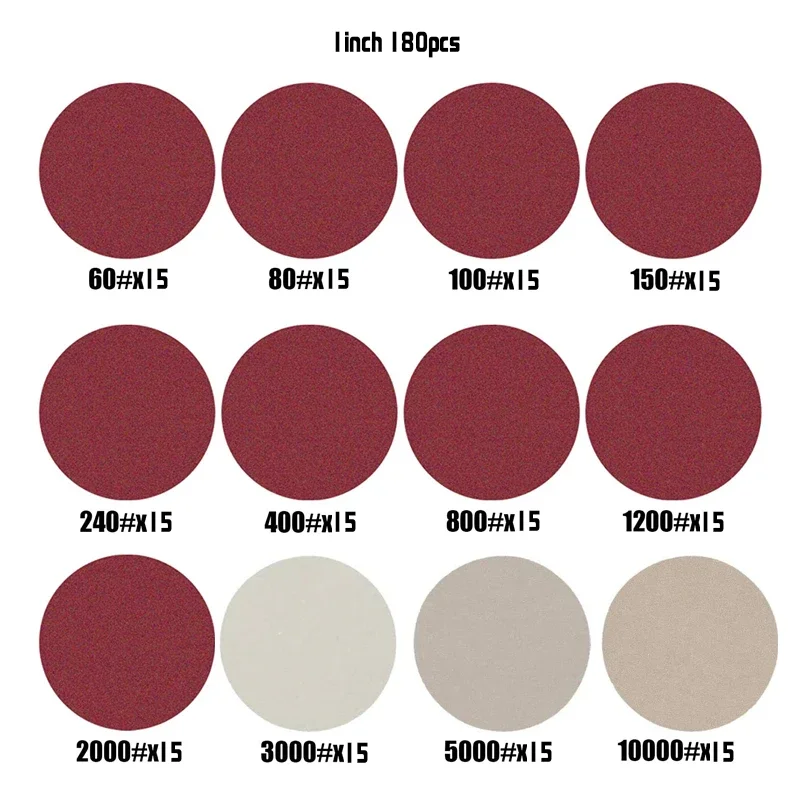 187/197pcs 1Inch Sanding Disc Wet Dry Sanding Pads with Backing Pad 1/8