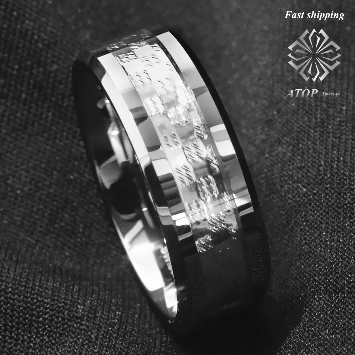 خاتم الخطوبة من كربيد التنجستن عيار 925 للرجال مقاس 8 مم #4