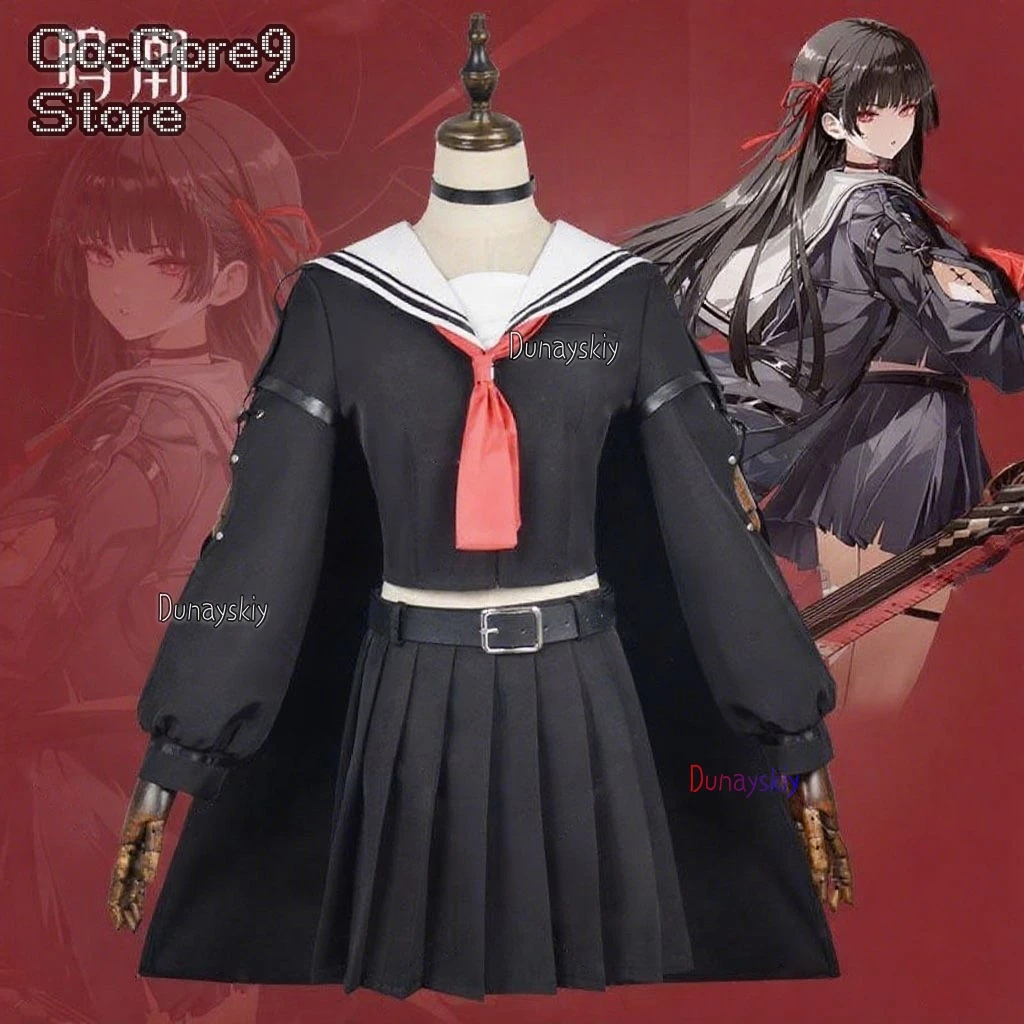 

Game Resonator Outfit Wuthering Waves Wuwa Chisa Cosplay 코스프레 Wig Women Girls Halloween Jk Uniform Set Roleplay Clothes