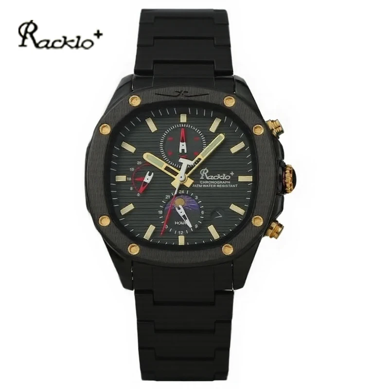 Racklo Men's Stainless Steel Waterproof Quartz Watch,Luxury Analog/Digital Dual Display Sports Watch,Casual Business Dress Watch