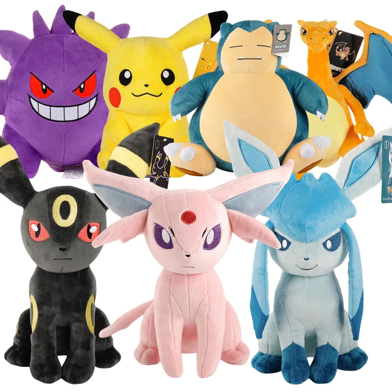 POKEMON Original Cute Pikachu Genuine Plush Toy Doll Gengar Snorlax Espeon Umbreon Charizard Kawaii Cartoon Plush Kids Gift