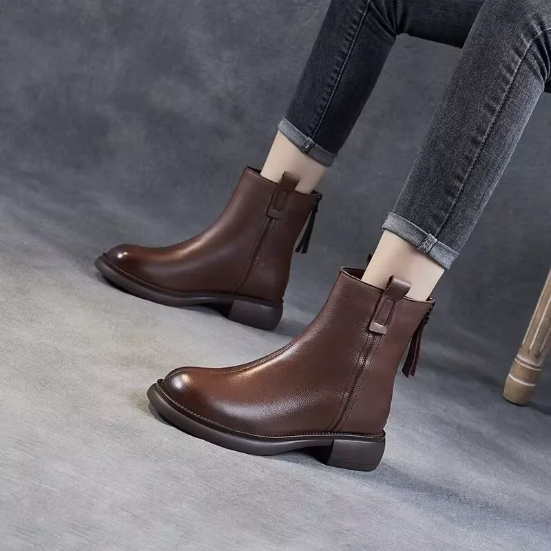 Botas curtas de zíper de pelúcia feminino, na moda e na moda, Versátil, Outono, Inverno, Novo, 2024