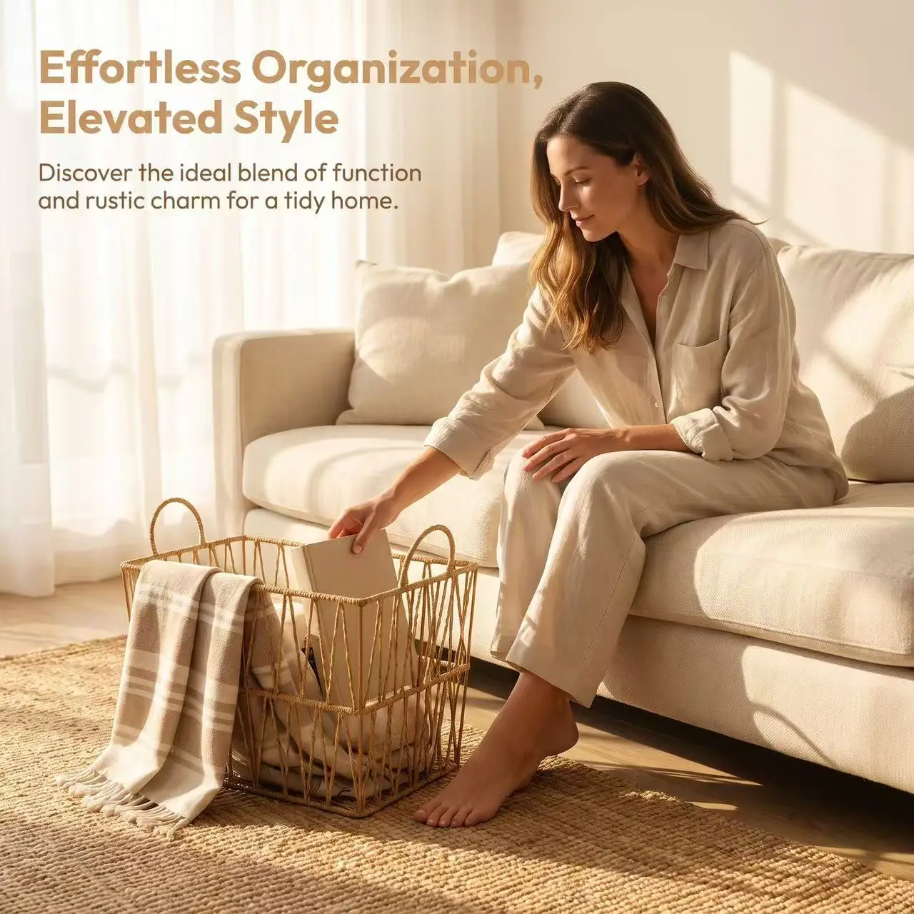 Factory direct-sale paper rope woven bathroom towels, clothes, toys, storage boxes with handles, fashionable hollowed-out storag